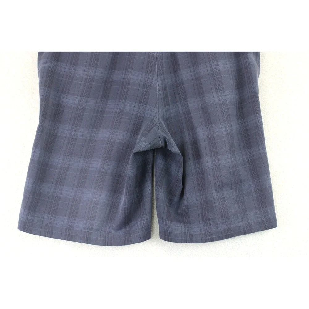 Reebok Men's Plaid Golf Shorts Flat Front Athletic Fit Charcoal Blue Size 36‎